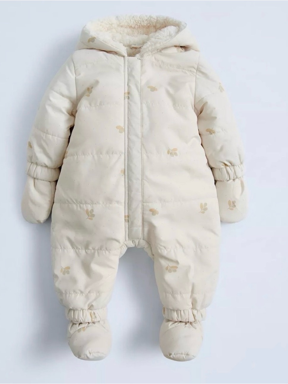 Zara Cream Baby Hooded Puffer One-Piece Snowsuit